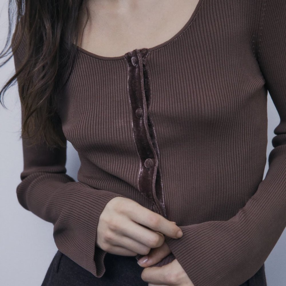 NEW & NEVER WORN Zara Chocolate Brown Top